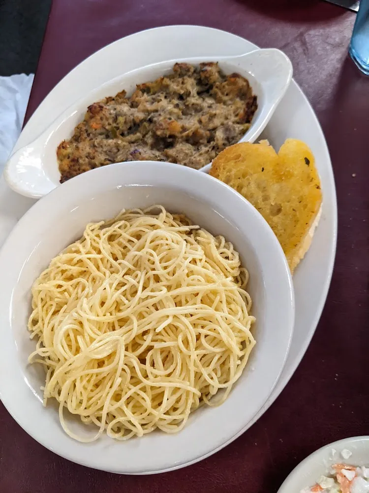 Eggplant Dressing with Shrimp and Crab Meat