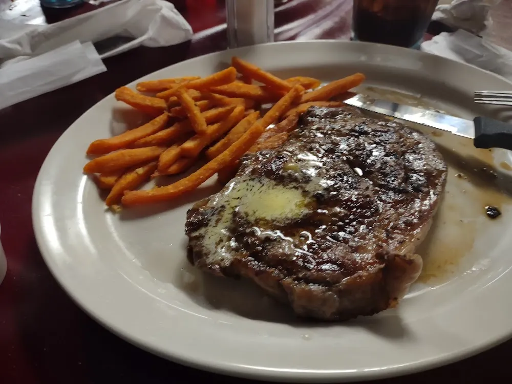 Rib Eye Steak and Sweet Potatoes Fries