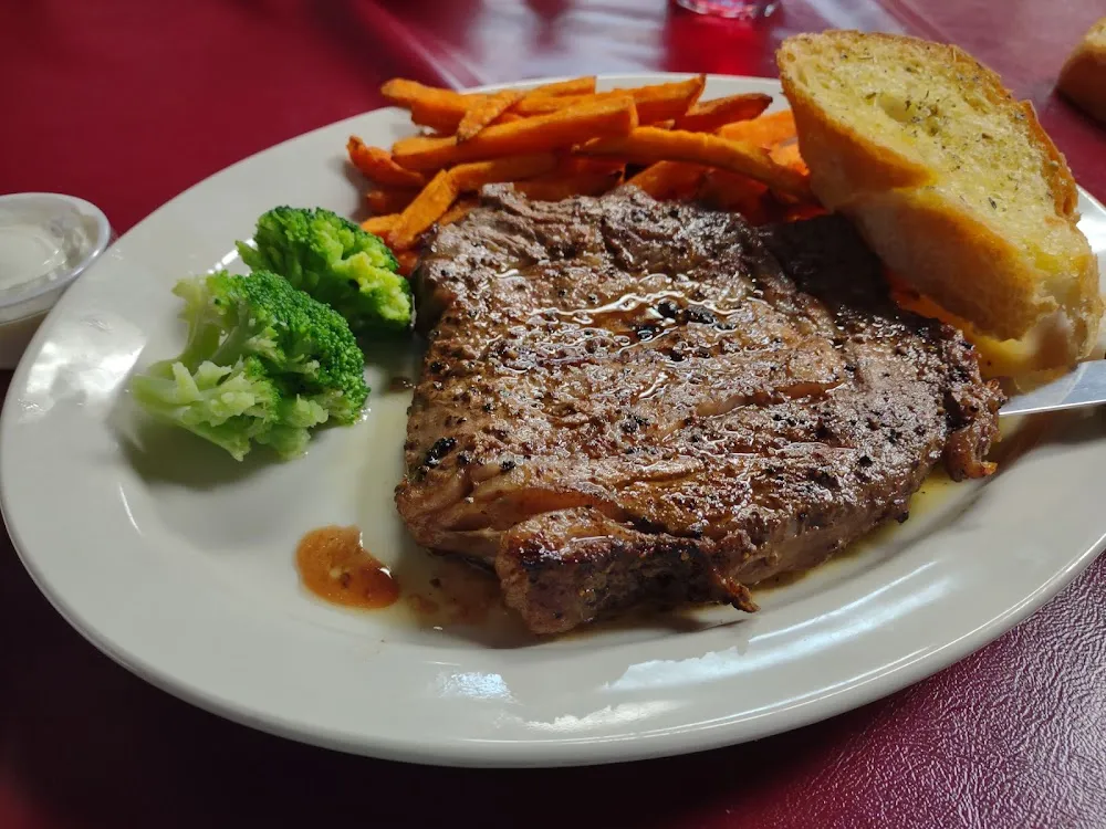 Ribeye Steak with Sweet Potato Fries and Broccoli